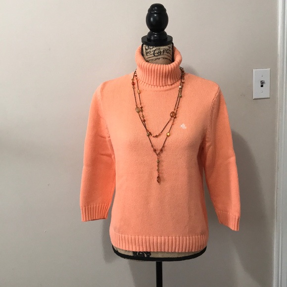 ORANGE TURTLE NECK SWEATER LAUREN (Ralph Lauren ) - Picture 1 of 5